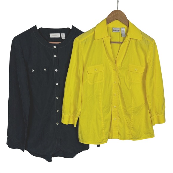 Chico's Tops - Chicos Women Lot of 2 Button Up Shirts‎ Sz Small 4/6; 1 No-Iron + 1 Modal Office